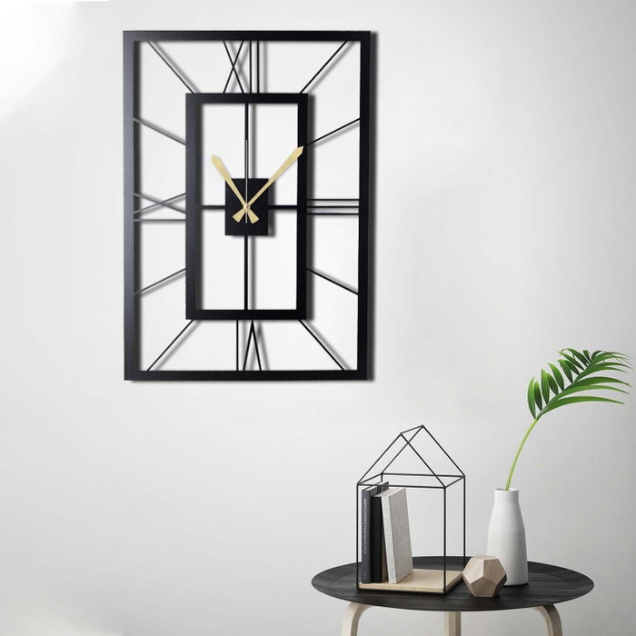 Wallity Reloj de Pared Decorativo de Metal November XL 70x49 cm Negro Elegante para Salón y Dormitorio